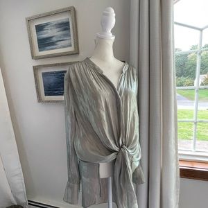 Chicos Black Label luxurious long sleeve iridescent button up tunic size XL (3)